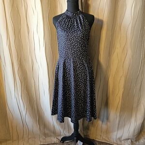 Elegant Black Polka Dot Halter Dress